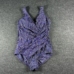 Miraclesuit Spotlight Oceanus One Piece Swimsuit Blue Purple Dot Metallic 14